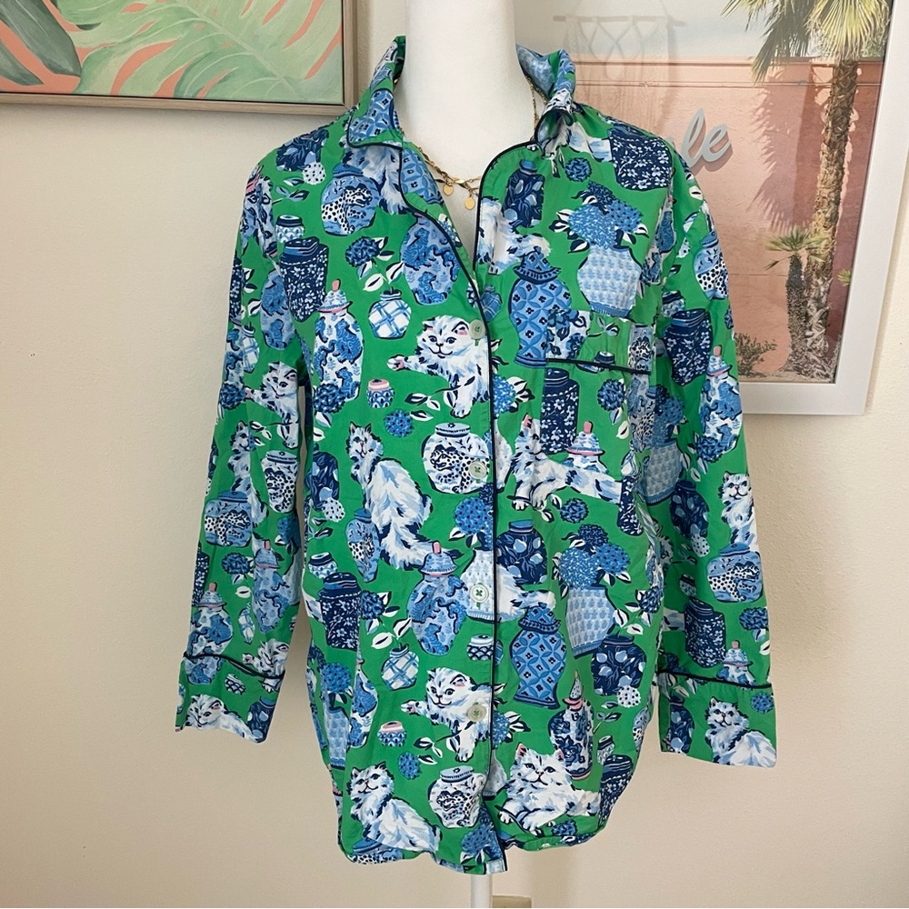 Printfresh Fancy Cat Long Sleeve Pajama Top in Size XS - Picture 5 of 8